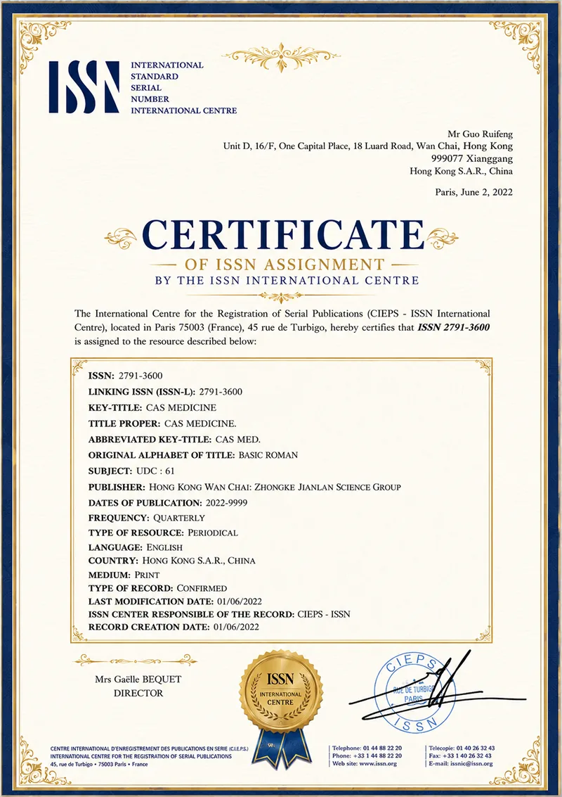 ISSN Certificate - CAS Medicine